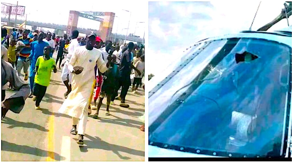 Day angry Kano youths stoned Buhari, vandalised presidential helicopter, motor convoy-PHOTOS