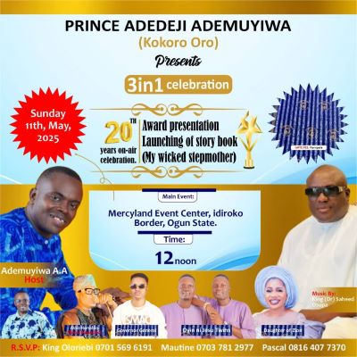 Adedeji Ademuyiwa, aka Kokoro Oro, set to mark 20 years on Air